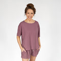 Plum Small Ribbed Women's Short Sleeve Top