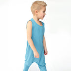 Poolside Blue Small Ribbed Harem Romper