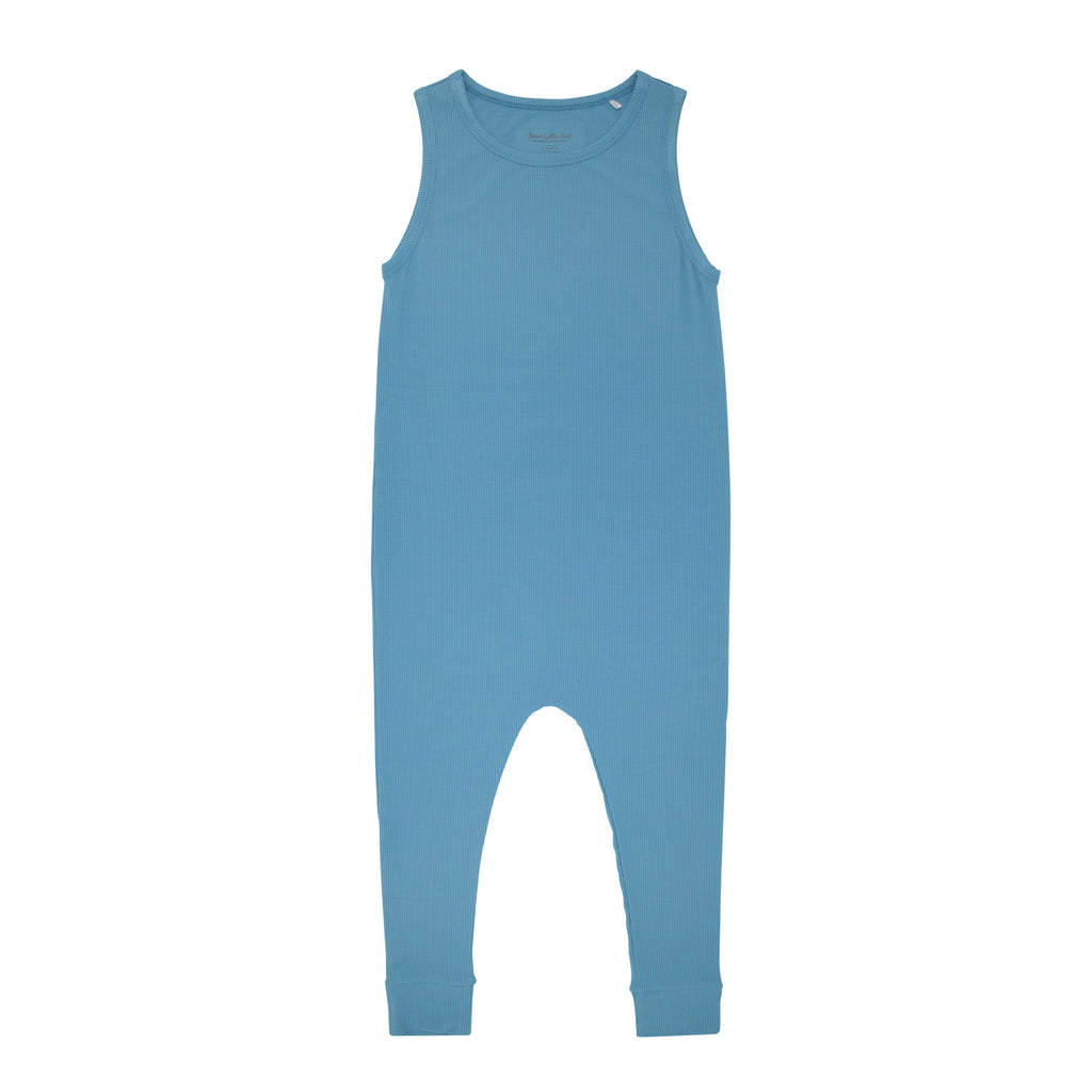 Poolside Blue Small Ribbed Harem Romper