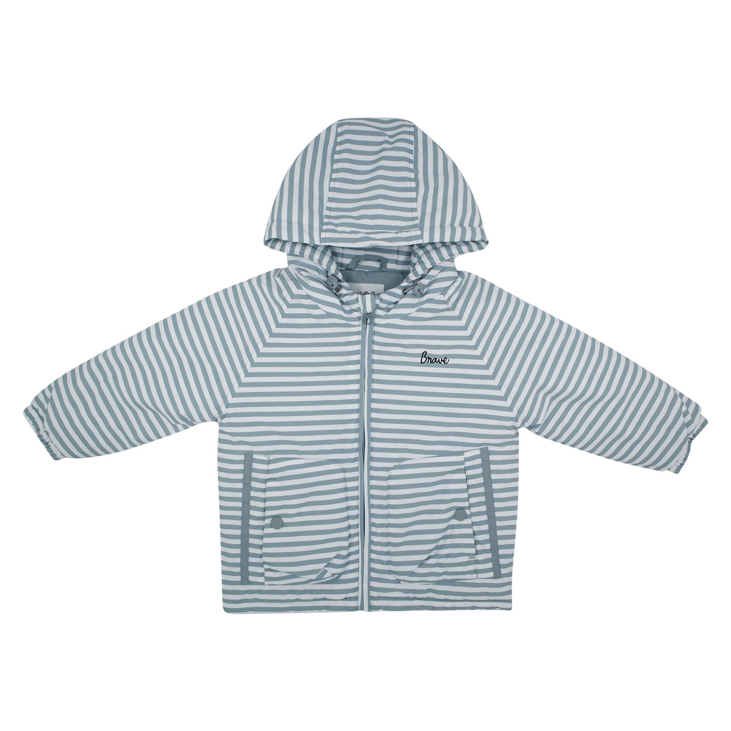 Slate Blue Stripe Puffer Jacket