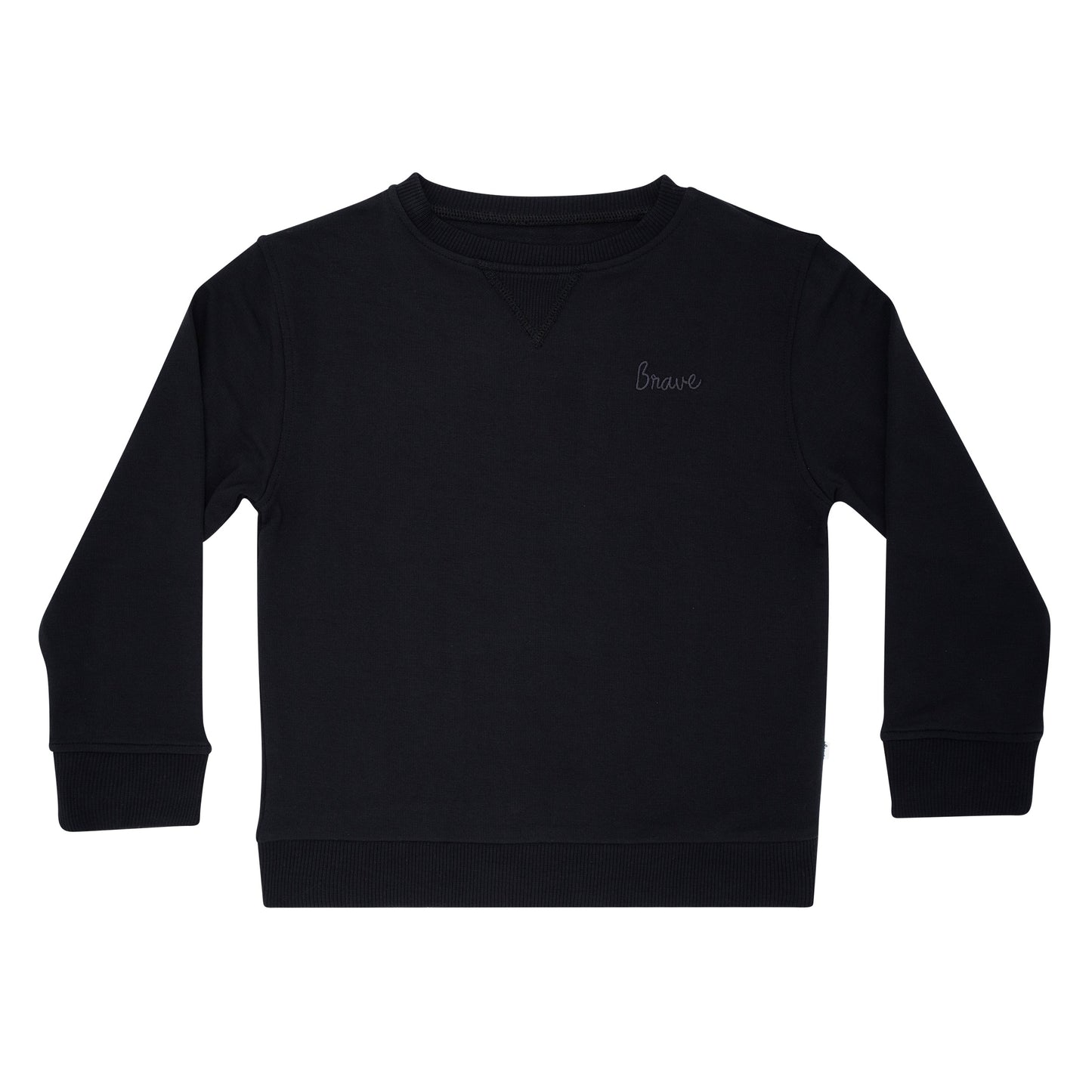 Midnight Black with Brave Embroidered Bamboo French Terry Pullover