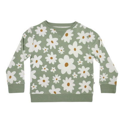 Floral Pale Sage Bamboo French Terry Pullover