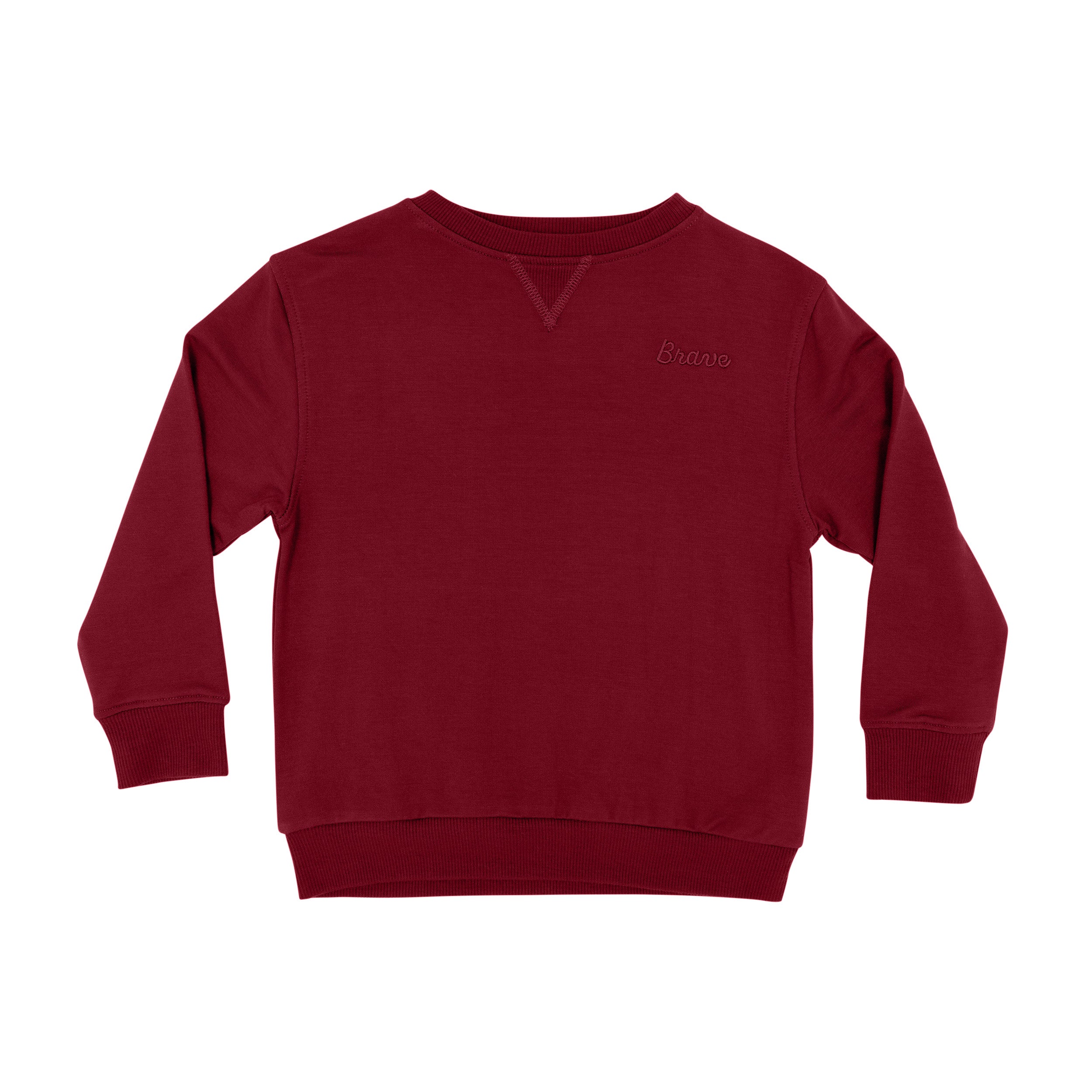 Maroon with Brave Embroidered Bamboo French Terry Pullover