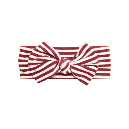 Red Stripe Ribbed Bow