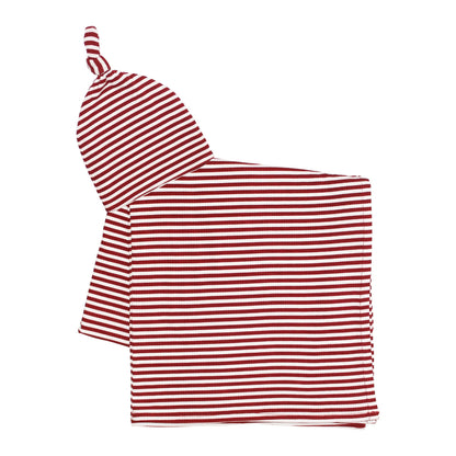 Red Stripe Ribbed Stretchy Swaddle Set