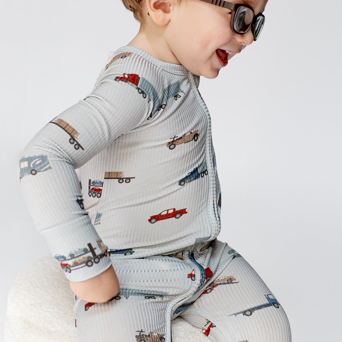 Road Vehicles Small Ribbed Zip Romper