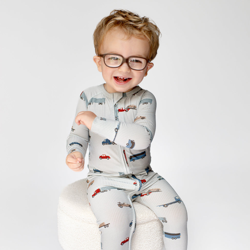 Road Vehicles Small Ribbed Zip Romper
