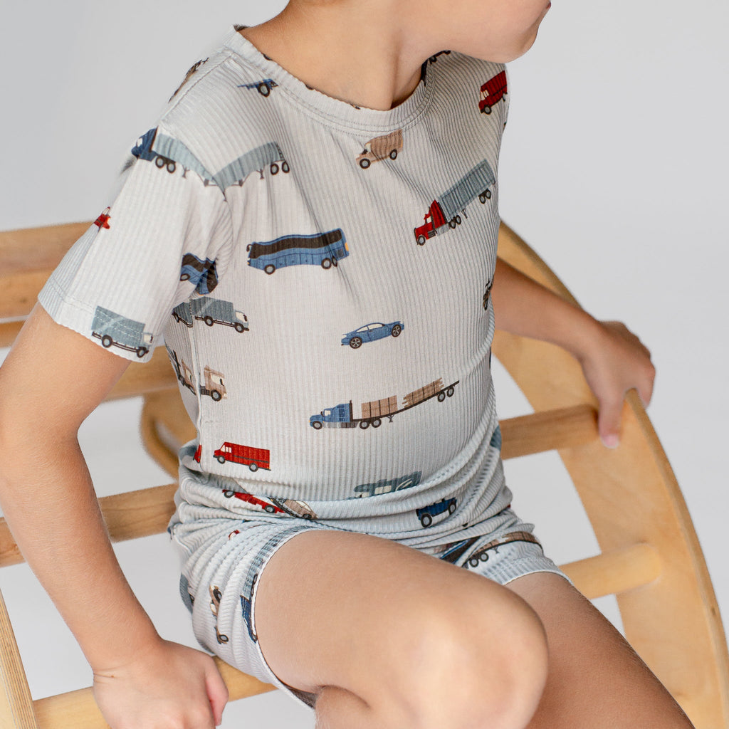 Road Vehicles Small Ribbed Shorts Two-Piece Set