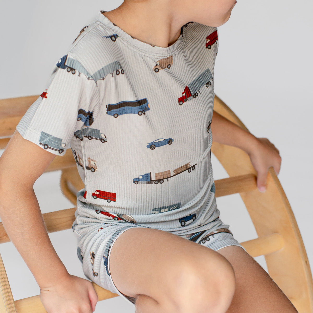 Road Vehicles Small Ribbed Shorts Two-Piece Set