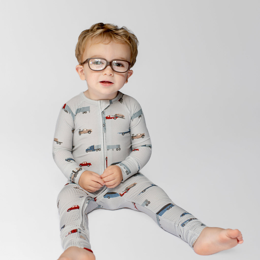 Road Vehicles Small Ribbed Zip Romper