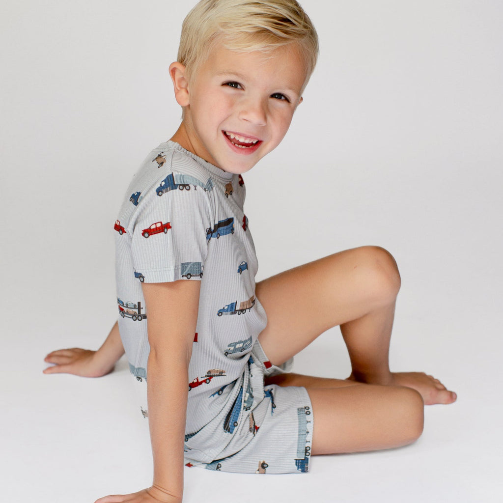 Road Vehicles Small Ribbed Shorts Two-Piece Set