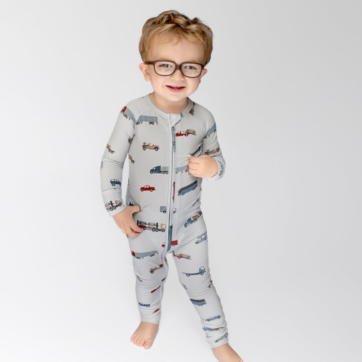 Road Vehicles Small Ribbed Zip Romper