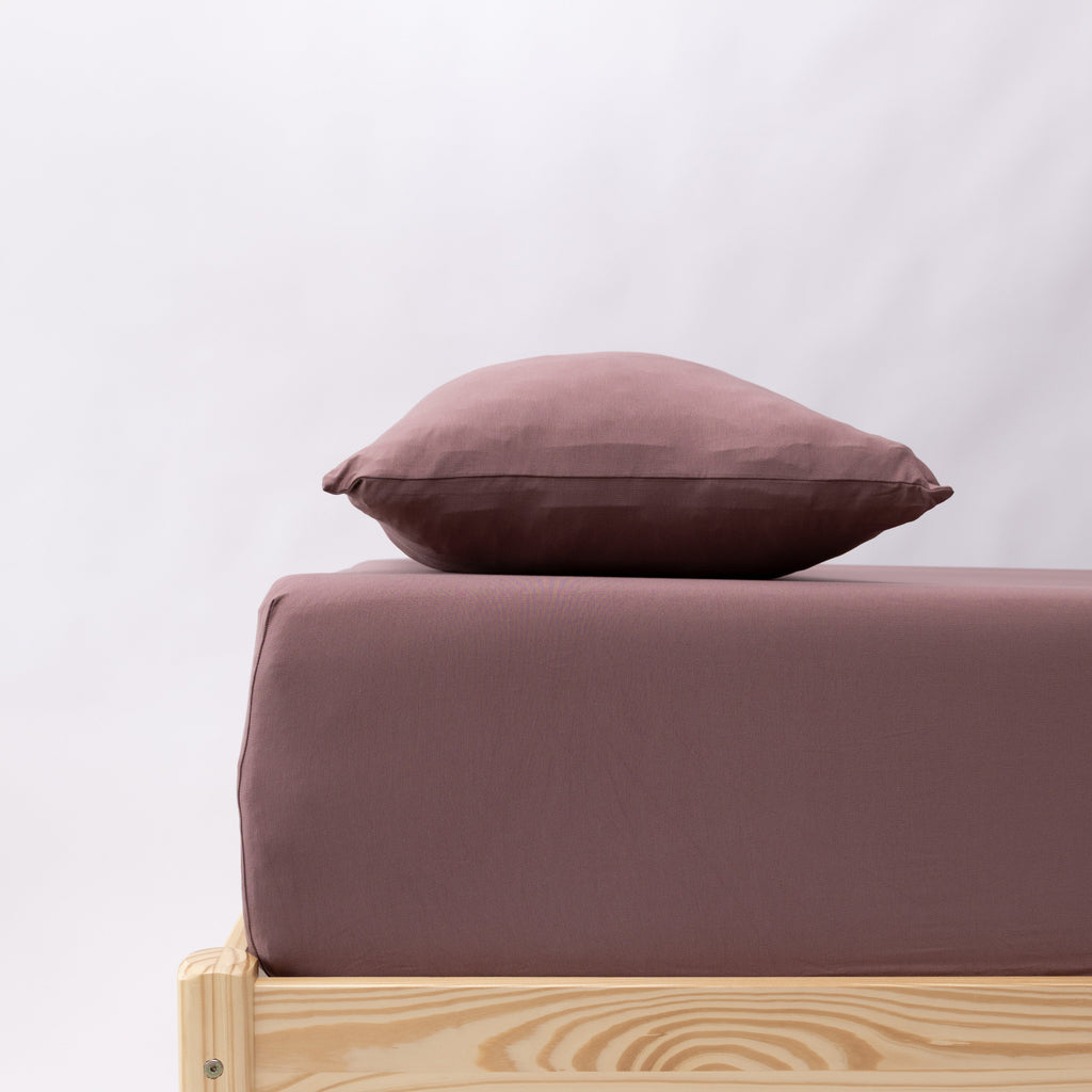 Plum Twin Sheet With Pillow Case