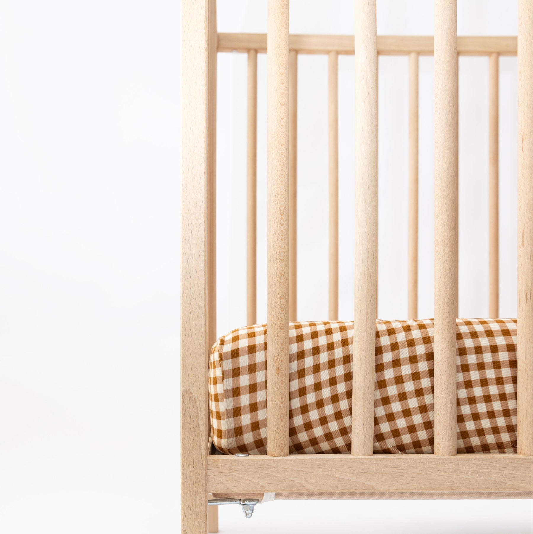 Caramel Small Gingham Crib Sheet