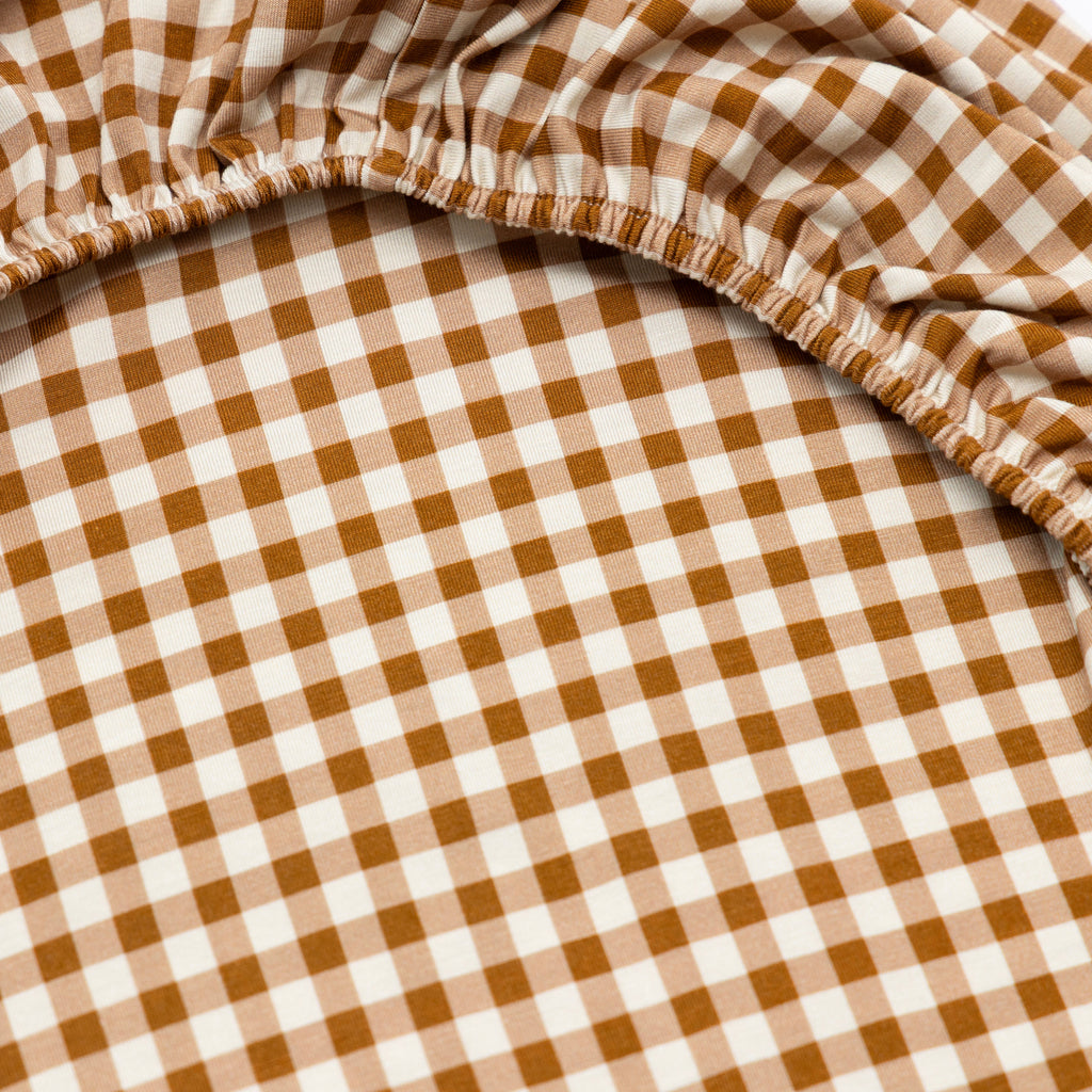 Caramel Small Gingham Twin Sheet With Pillow Case