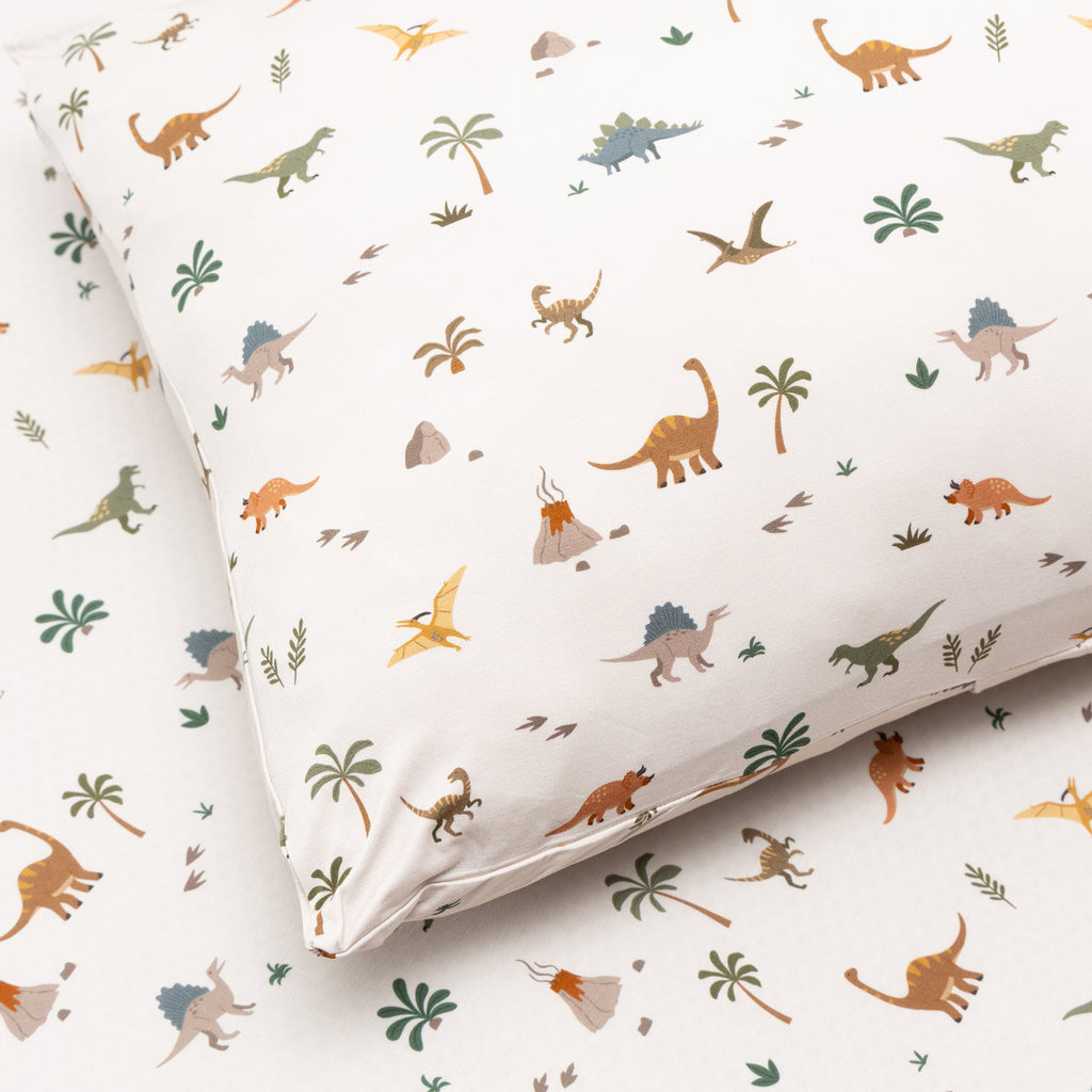 Prehistoric Dinosaurs Twin Sheet with Pillow Case