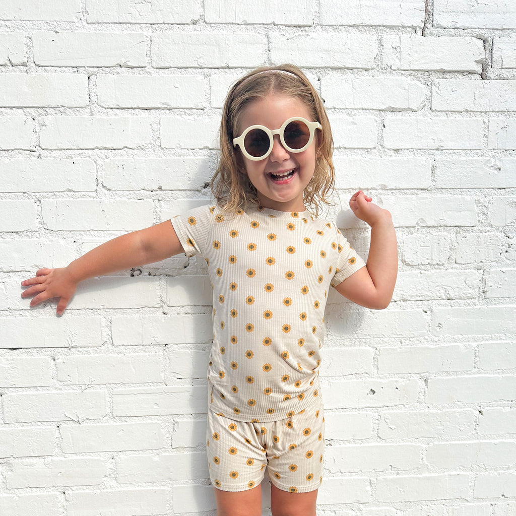 Sunflowers Small Ribbed Shorts Two-Piece Set