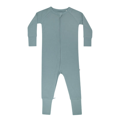 Slate Blue Small Ribbed Zip Romper