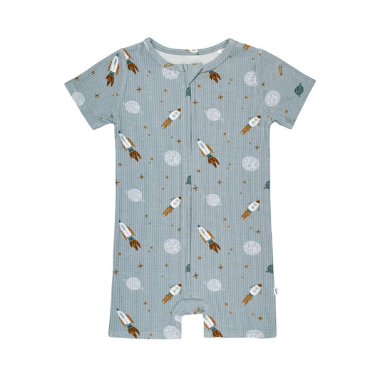 Space Explorers Small Ribbed Summer Zip Romper