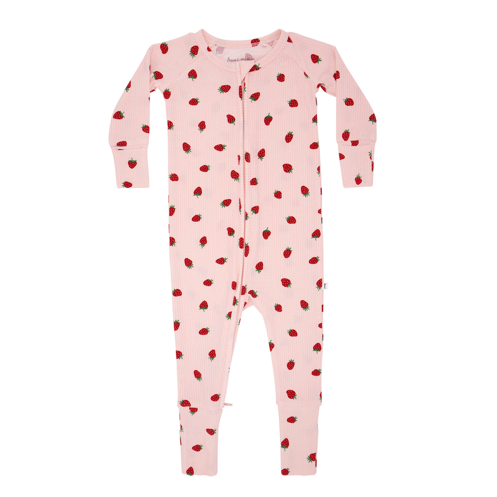 Strawberries Small Ribbed Zip Romper