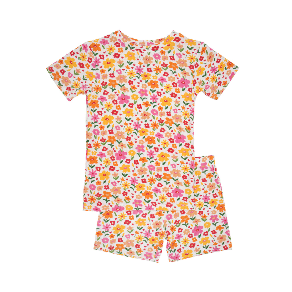 Summer Blooms Small Ribbed Shorts Two-Piece Set