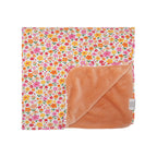 Summer Blooms Small Ribbed Toddler Blanket (Peach Backing)