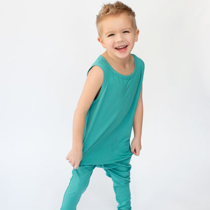 Teal Small Ribbed Harem Romper