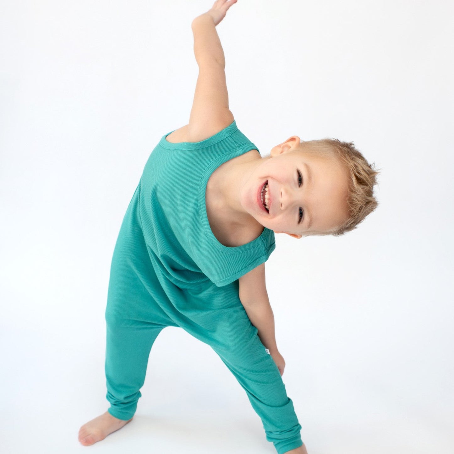 Teal Small Ribbed Harem Romper