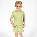 Tarragon Green Small Ribbed Shorts Two-Piece Set