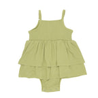 Tarragon Green Small Ribbed Ruffle Romper
