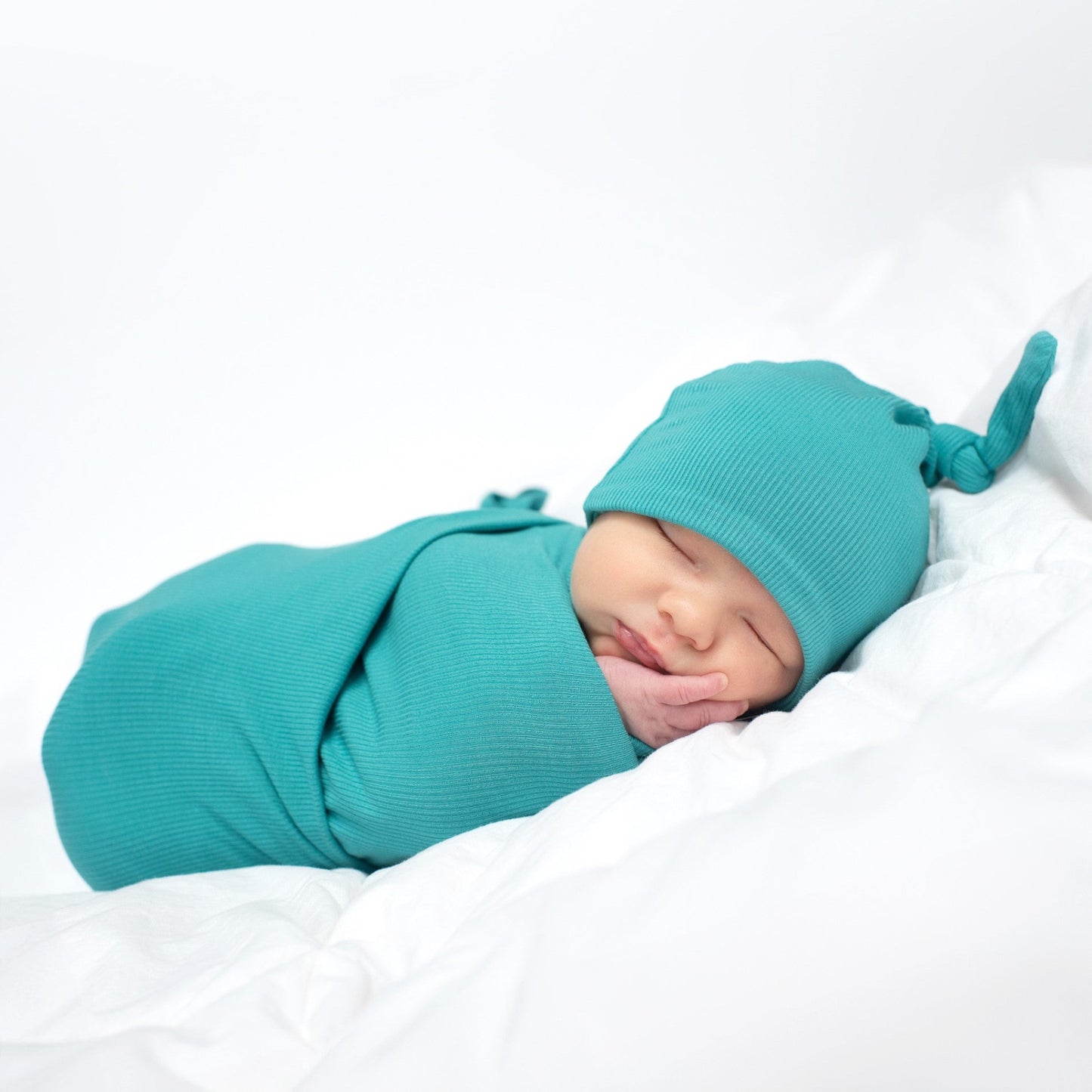 Teal Small Ribbed Swaddle Set