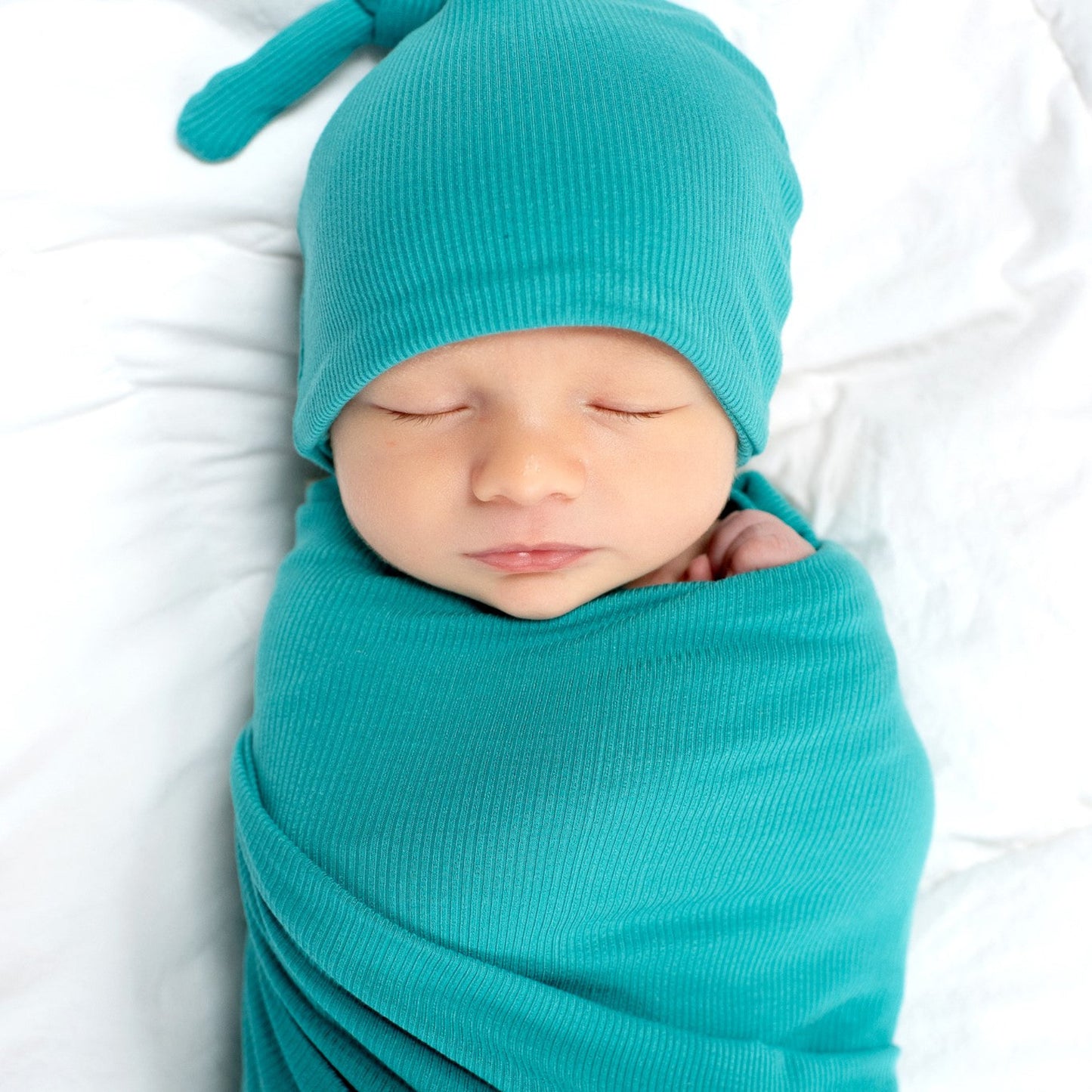 Teal Small Ribbed Swaddle Set