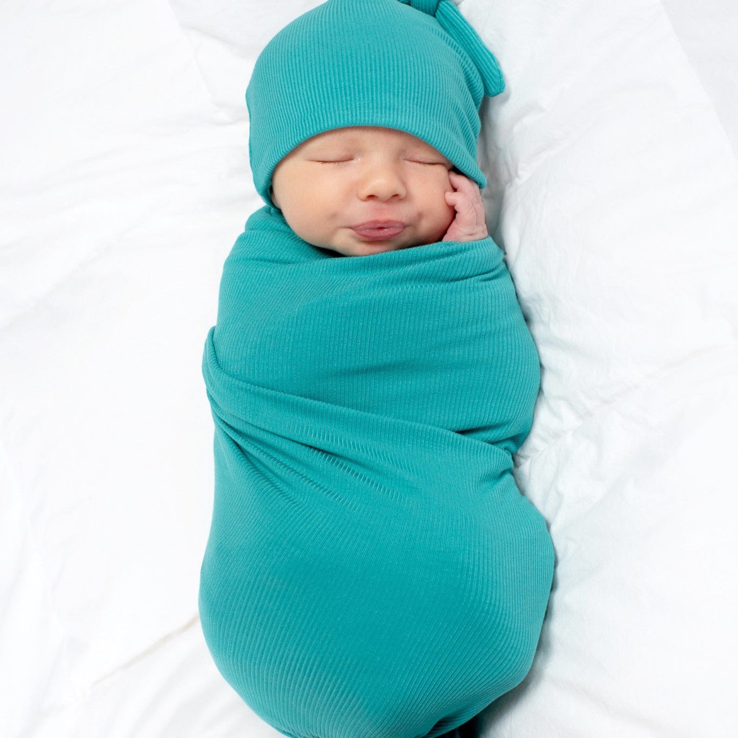 Teal Small Ribbed Swaddle Set