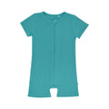 Teal Small Ribbed Summer Zip Romper