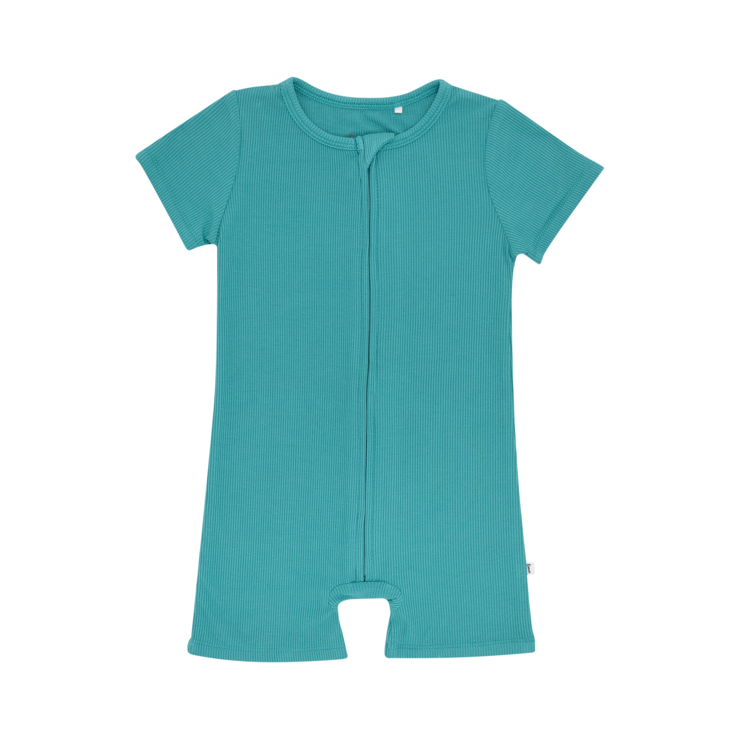 Teal Small Ribbed Summer Zip Romper