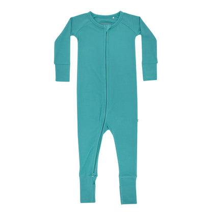 Teal Small Ribbed Zip Romper