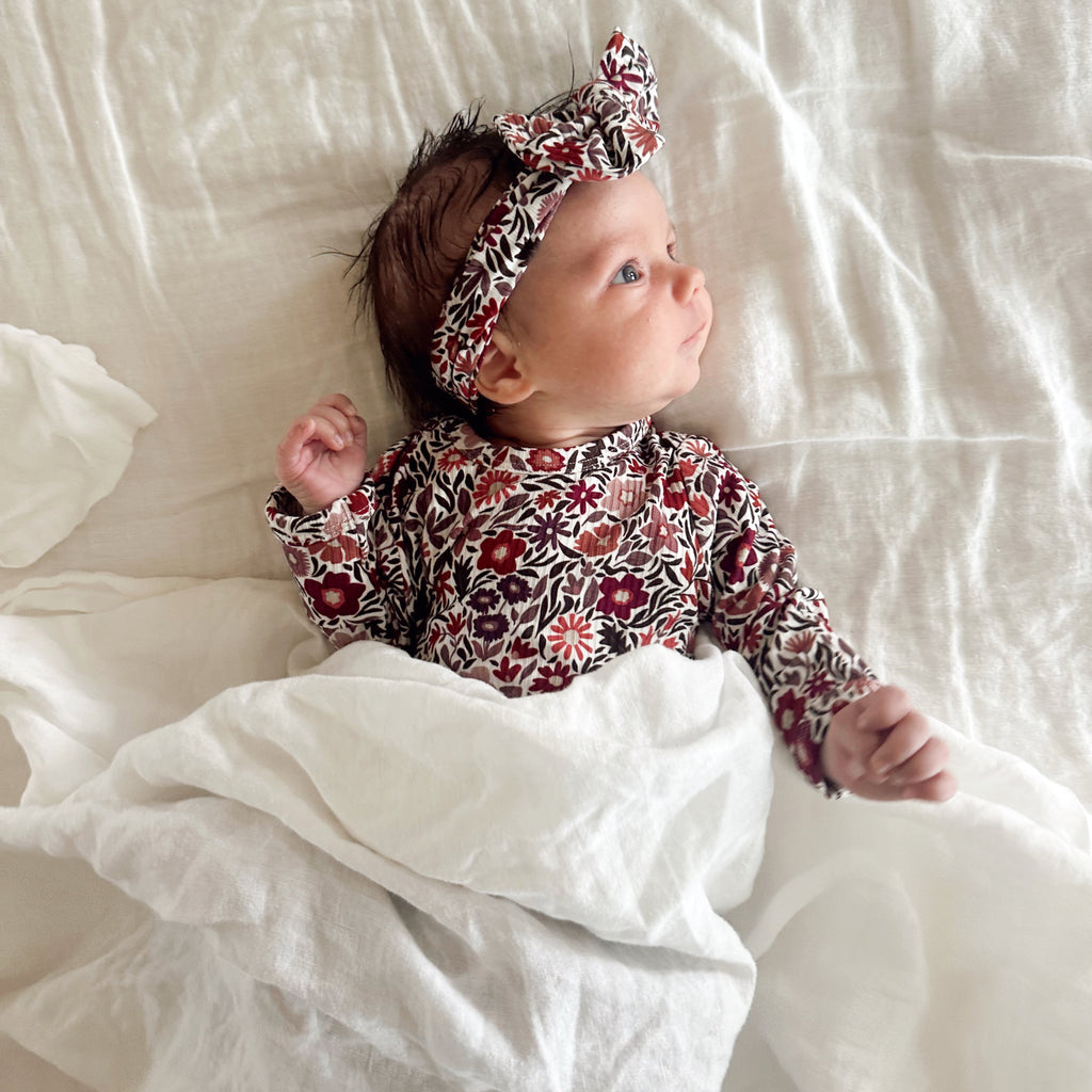 Fall Blooms Small Ribbed Bow