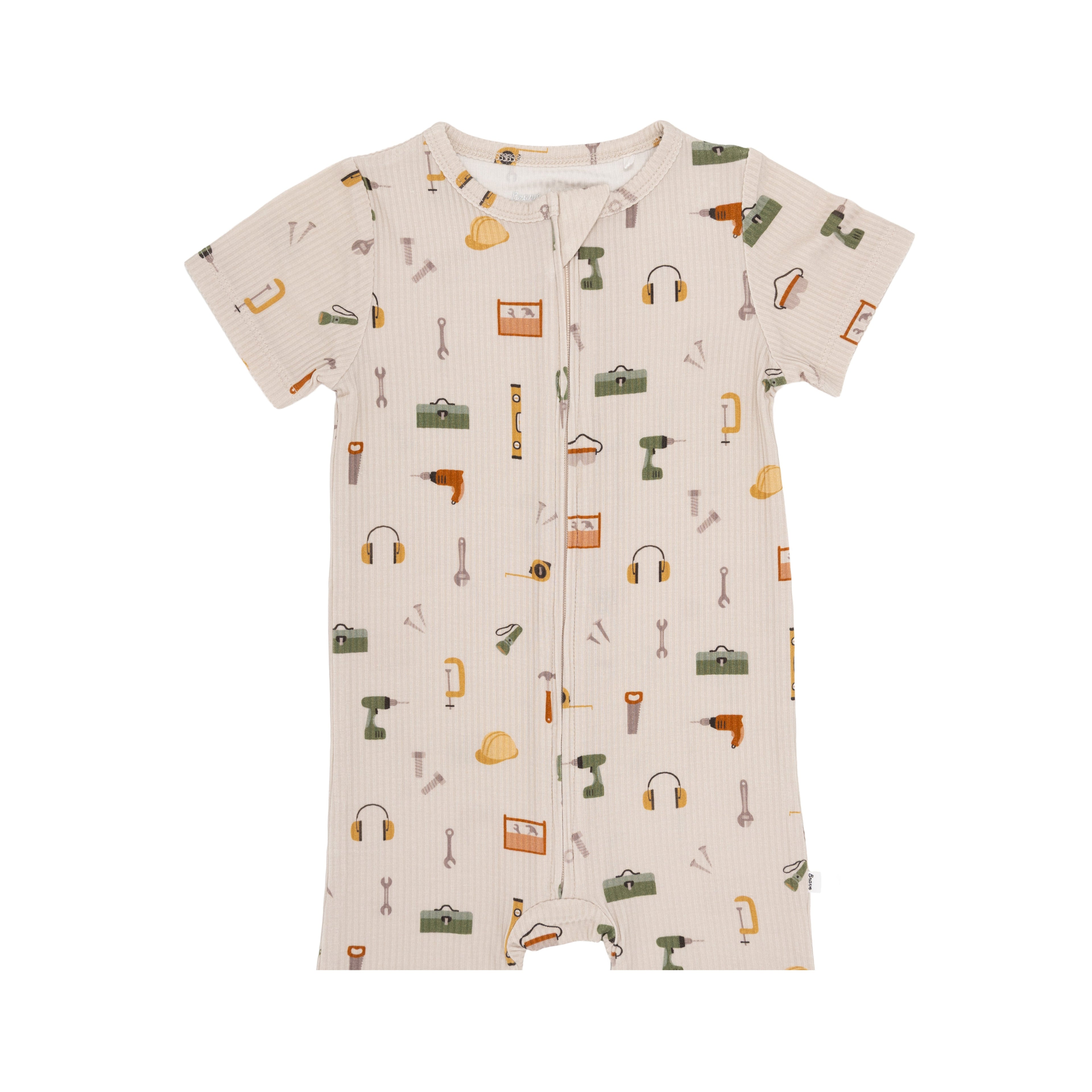 Tool Time Small Ribbed Summer Zip Romper