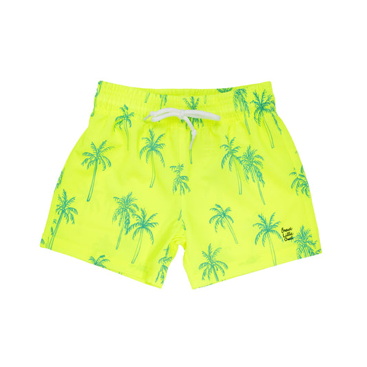 Neon Yellow Palms Swim Trunks