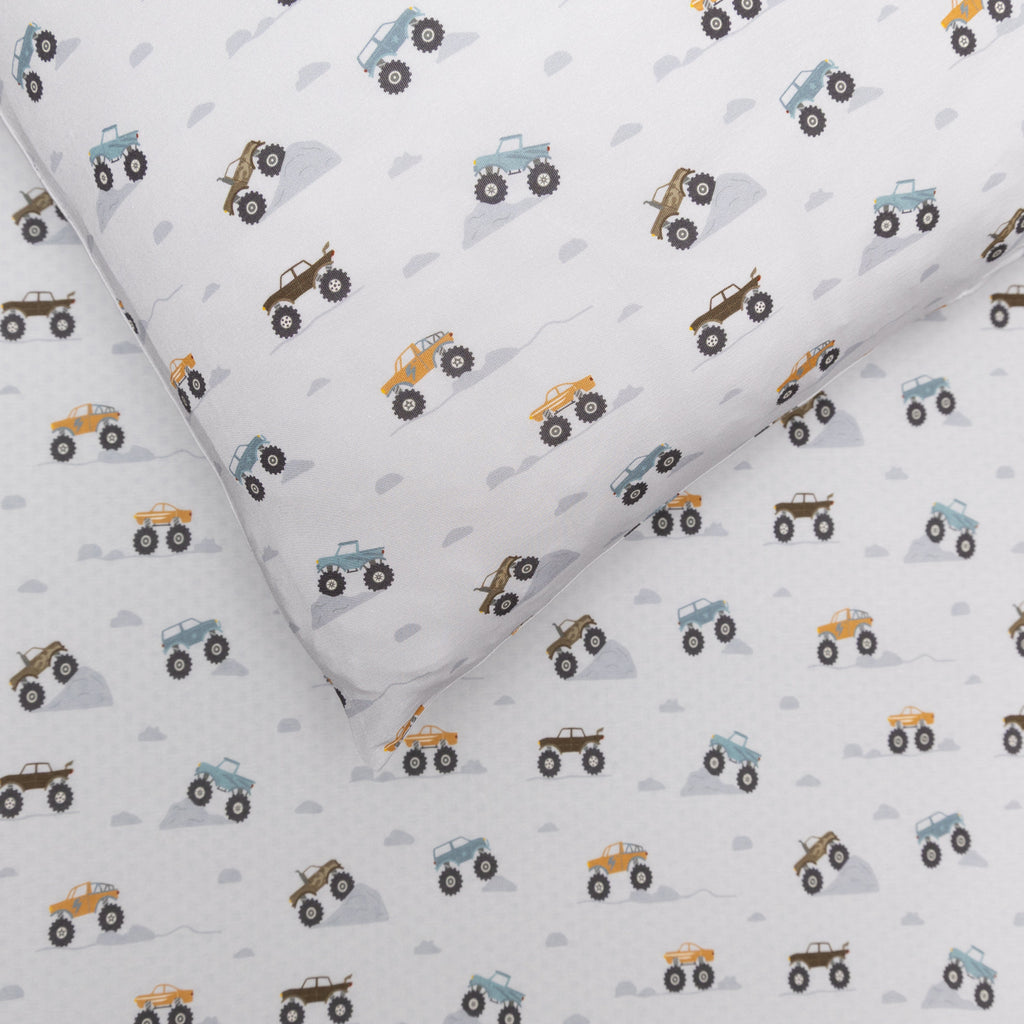 Monster Trucks Twin Sheet With Pillow Case