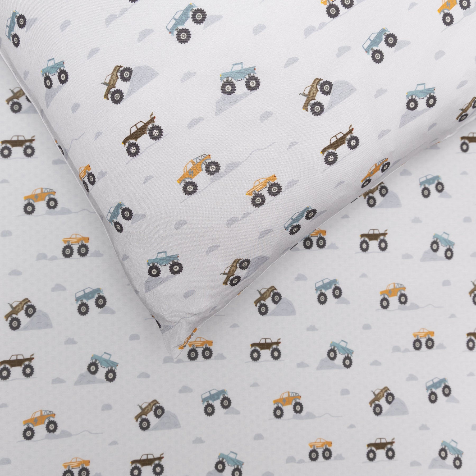 Monster Trucks Twin Sheet With Pillow Case