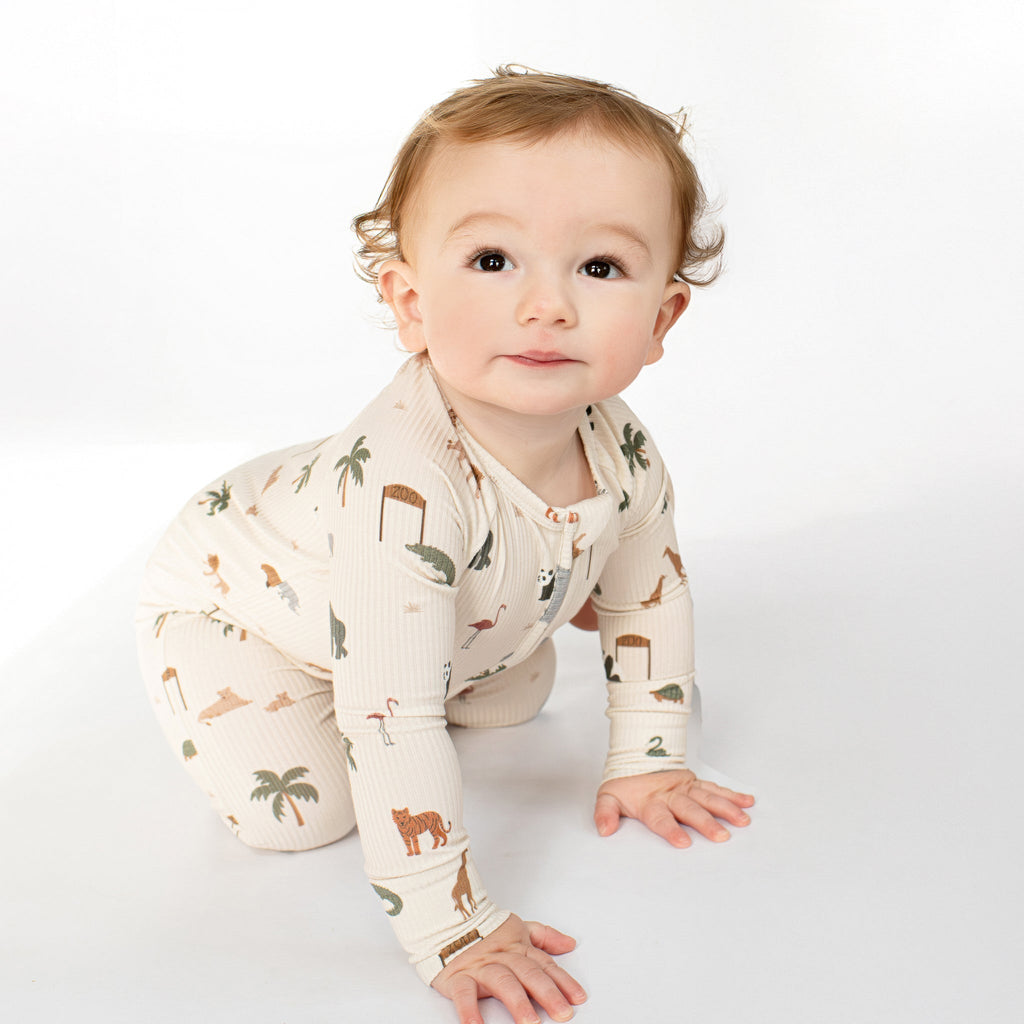 Zoo Day Small Ribbed Zip Romper