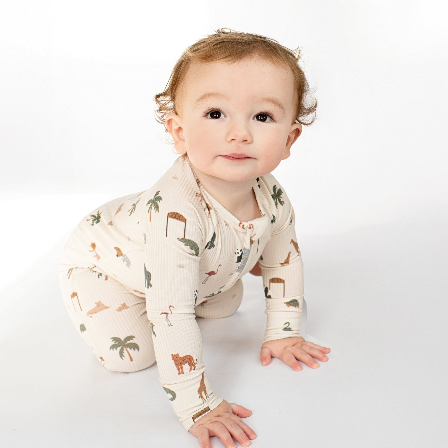 Zoo Day Small Ribbed Zip Romper
