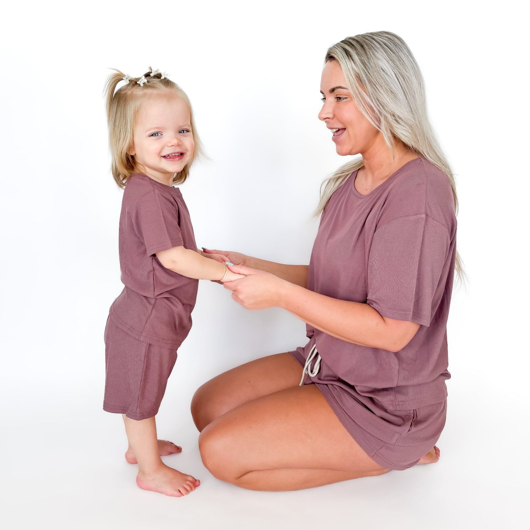 Plum Small Ribbed Shorts Two-Piece Set
