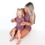 Plum Small Ribbed Shorts Two-Piece Set