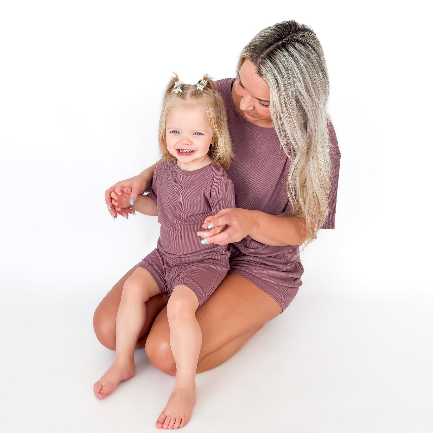 Plum Small Ribbed Shorts Two-Piece Set