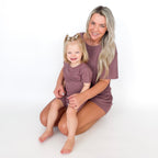 Plum Small Ribbed Shorts Two-Piece Set