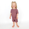 Plum Small Ribbed Shorts Two-Piece Set
