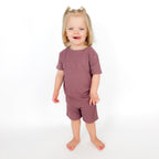Plum Small Ribbed Shorts Two-Piece Set