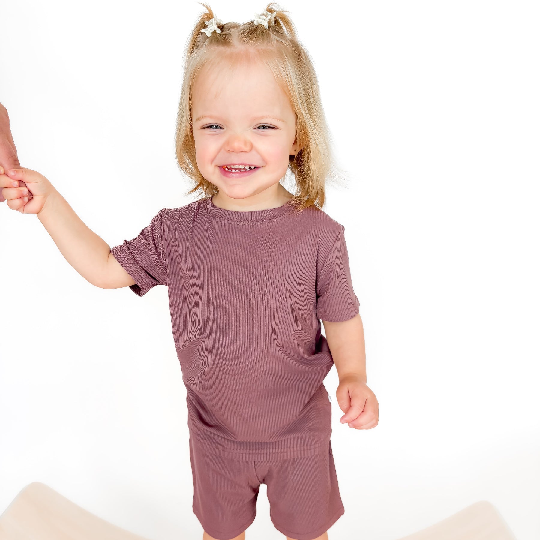 Plum Small Ribbed Shorts Two-Piece Set